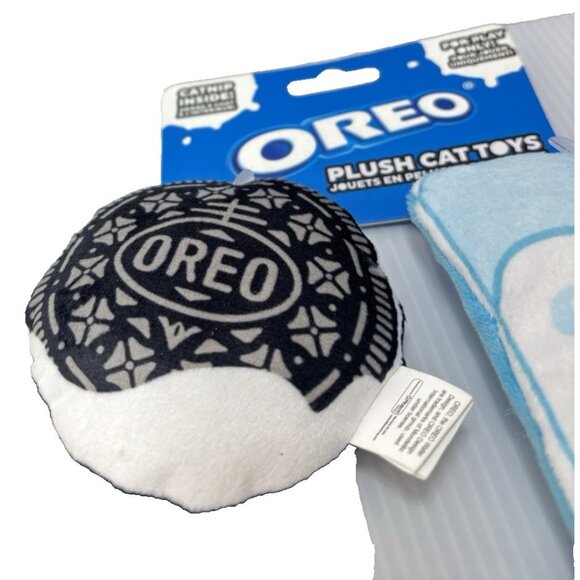 Oreo Plush Cat Kitten Toy Cookie Glass Milk with Catnip Soft Chew Play Time Fun - Picture 3 of 7